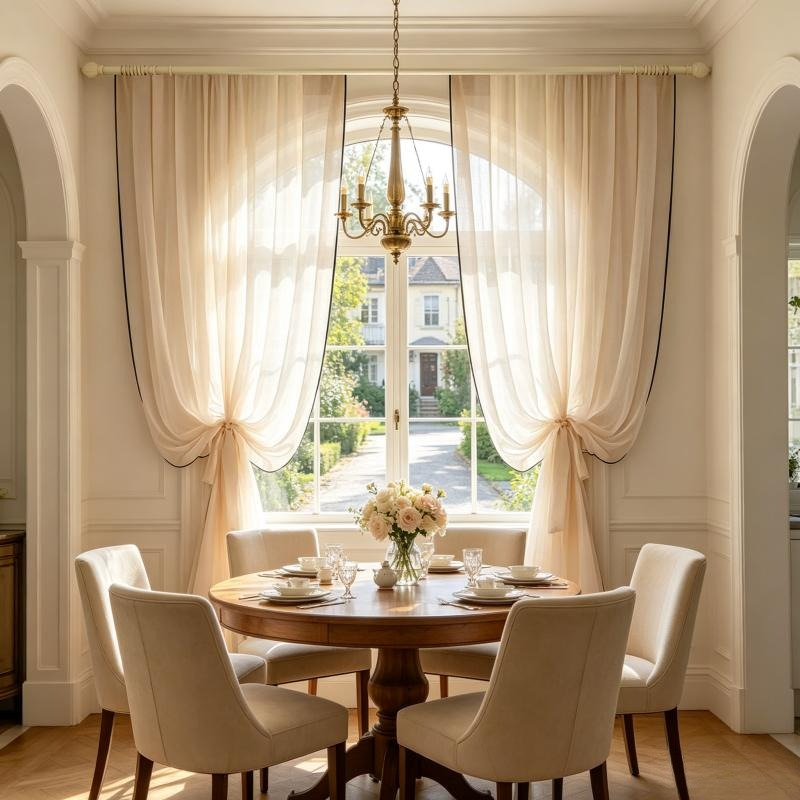 Home Fragrance French - Cortinas de Gasa con Borde Negro,