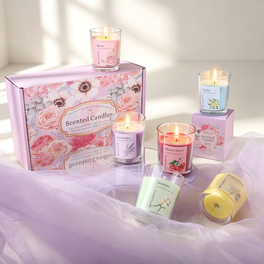 Home Fragrance Jar - Set de Regalo de Velas Aromáticas