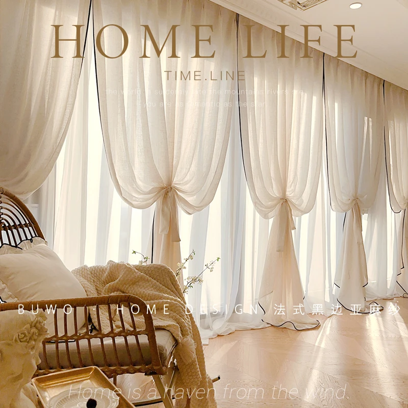 Cortinas de Gasa con Borde Neg - Home Fragrance French reseña y precio