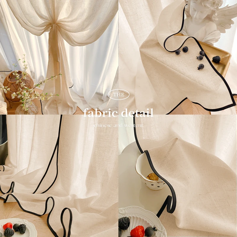 Cortinas de Gasa con Borde Neg - Home Fragrance French reseña y precio