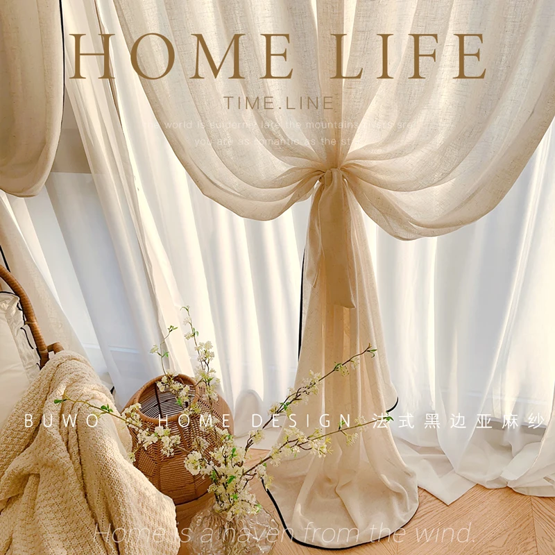 Cortinas de Gasa con Borde Neg - Home Fragrance French reseña y precio
